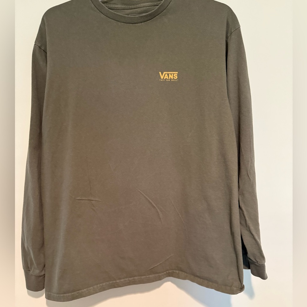 Vans Olive Green Off the Wall Graphic Cotton Long Sleeve Tshirt, size M